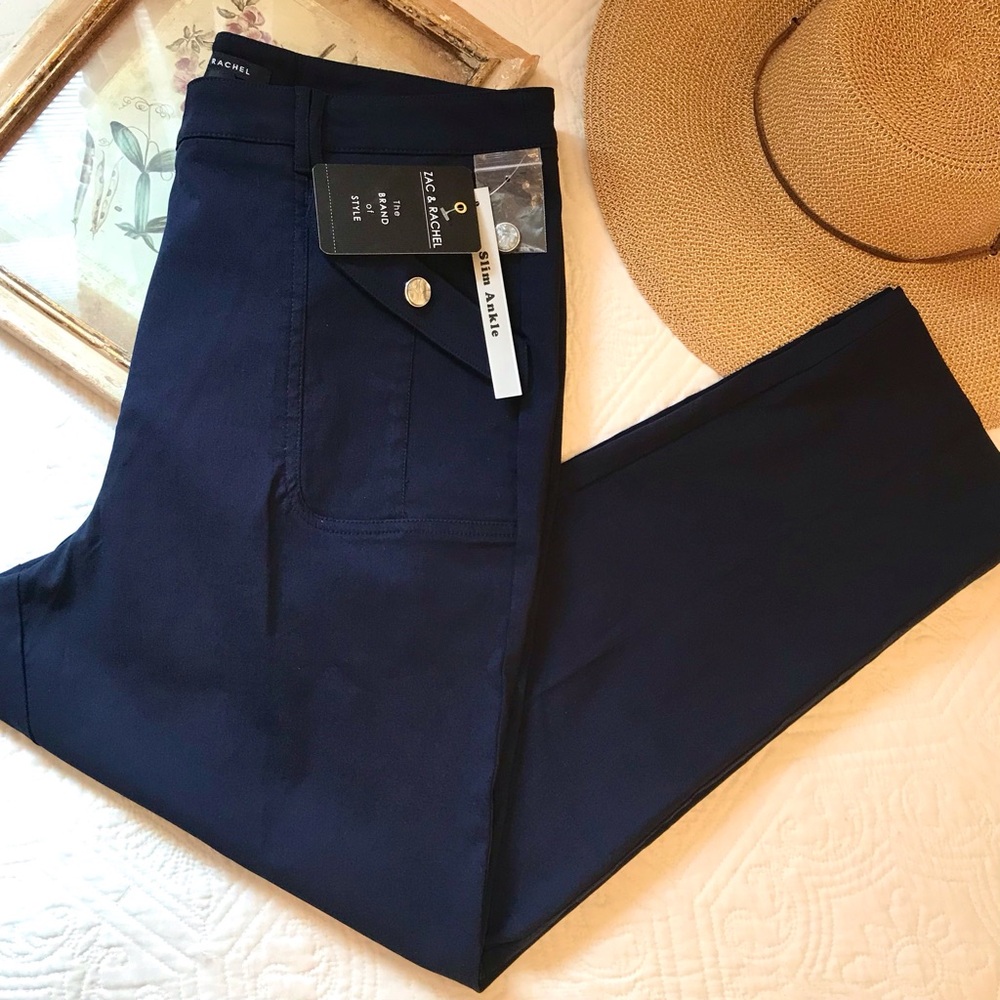 Zac & Rachel Slim Ankle Pants Navy Blazer NWT